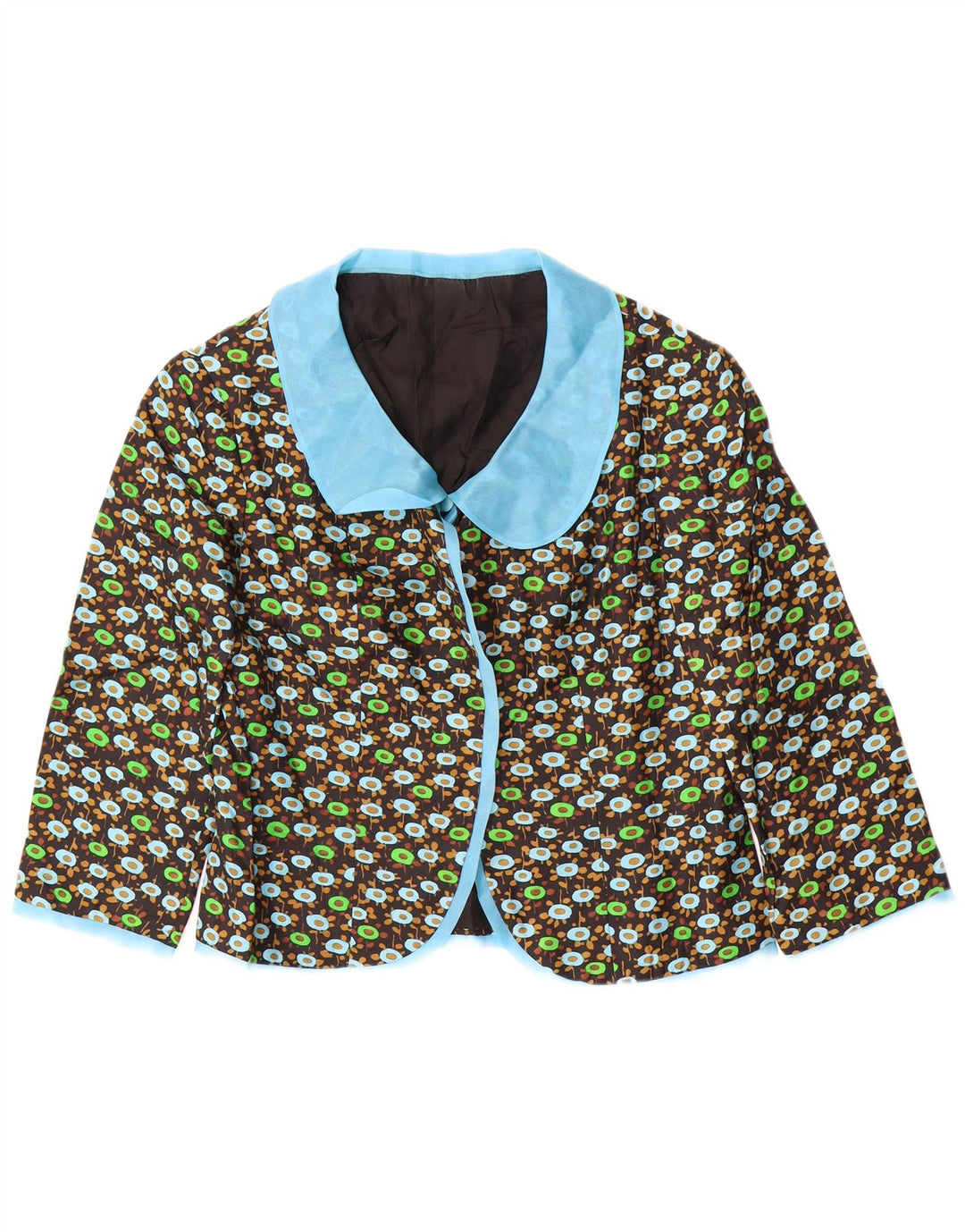 Set da 2 pezzi con maniche a 3/4 da donna VINTAGE UK 14 medio nero floreale