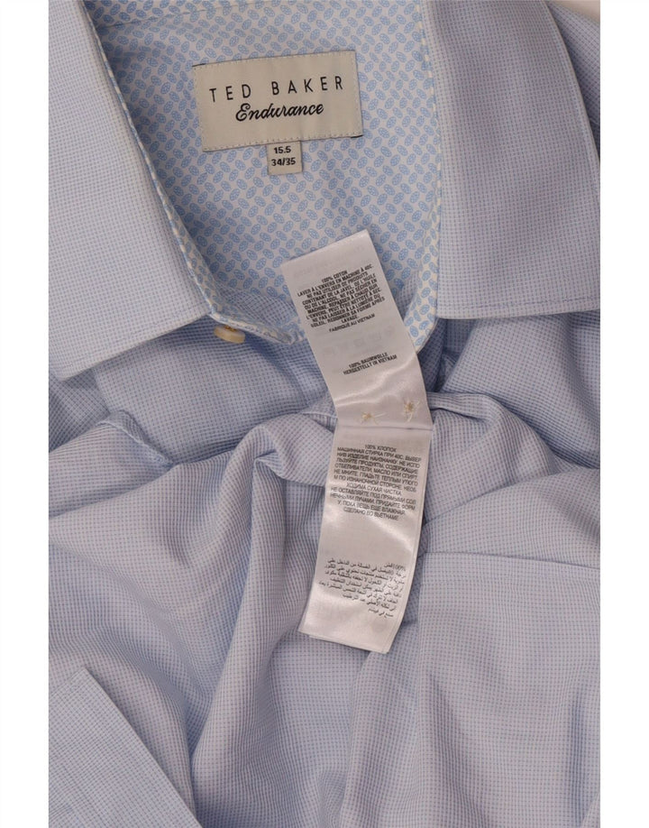 Camicia da uomo Ted Baker taglia 15 1/2 cotone blu medio