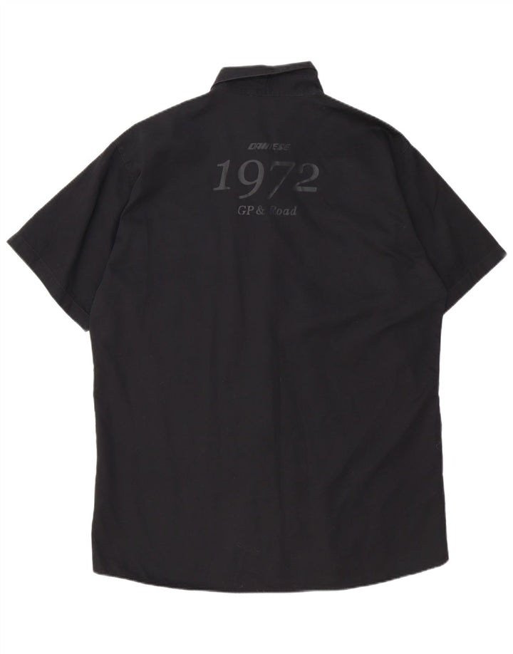 Camicia a maniche corte grafica Dainese da uomo grande in cotone nero