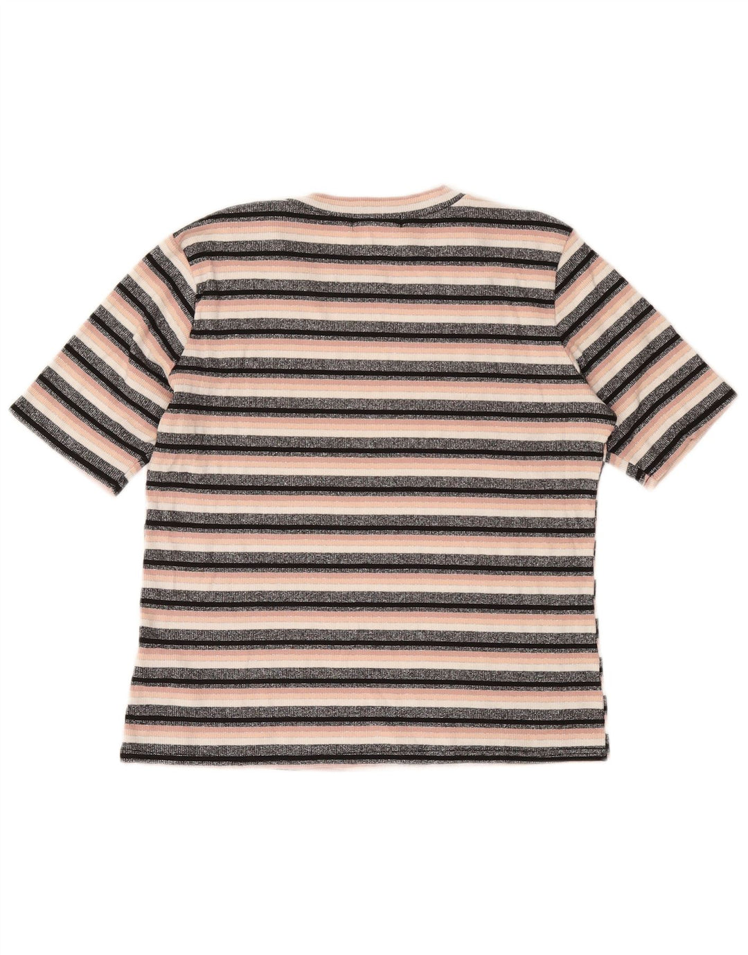 T-shirt corta da donna OASIS UK 14 grande viscosa a righe nere