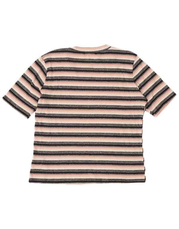 T-shirt corta da donna OASIS UK 14 grande viscosa a righe nere