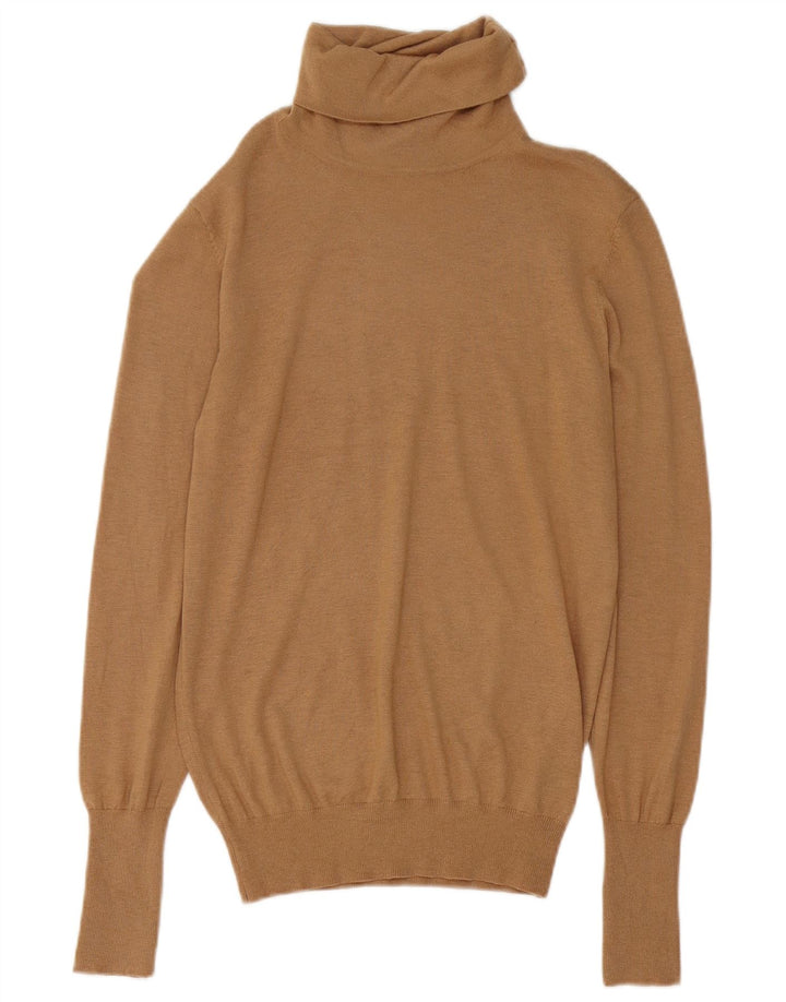 Maglione maglione a collo alto da donna Zara UK 16 grande marrone modal