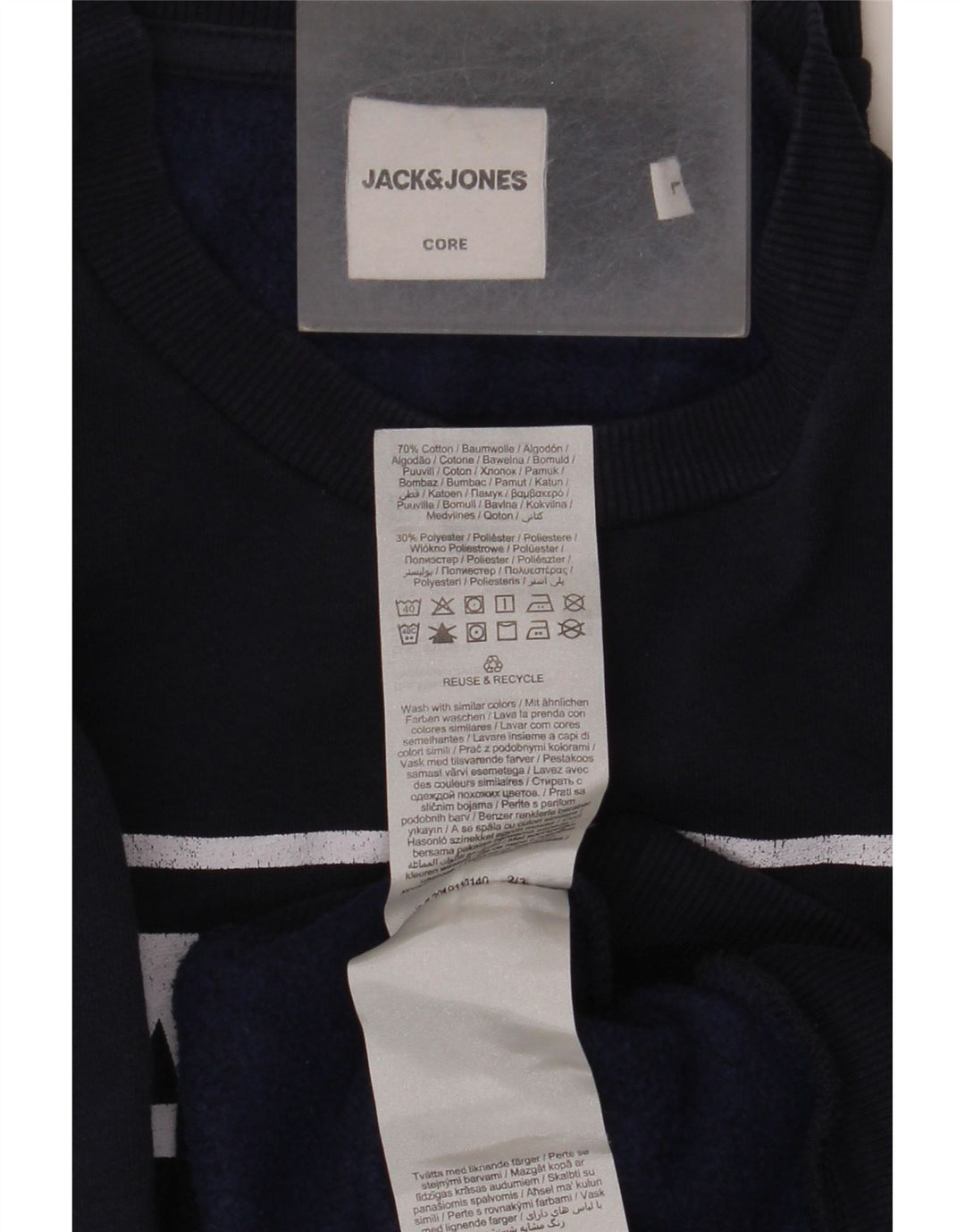Jack & Jones Felpa con grafica da uomo Maglione grande in cotone blu navy