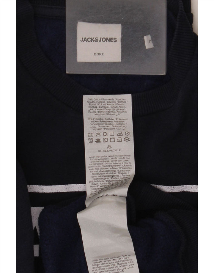 Jack & Jones Felpa con grafica da uomo Maglione grande in cotone blu navy