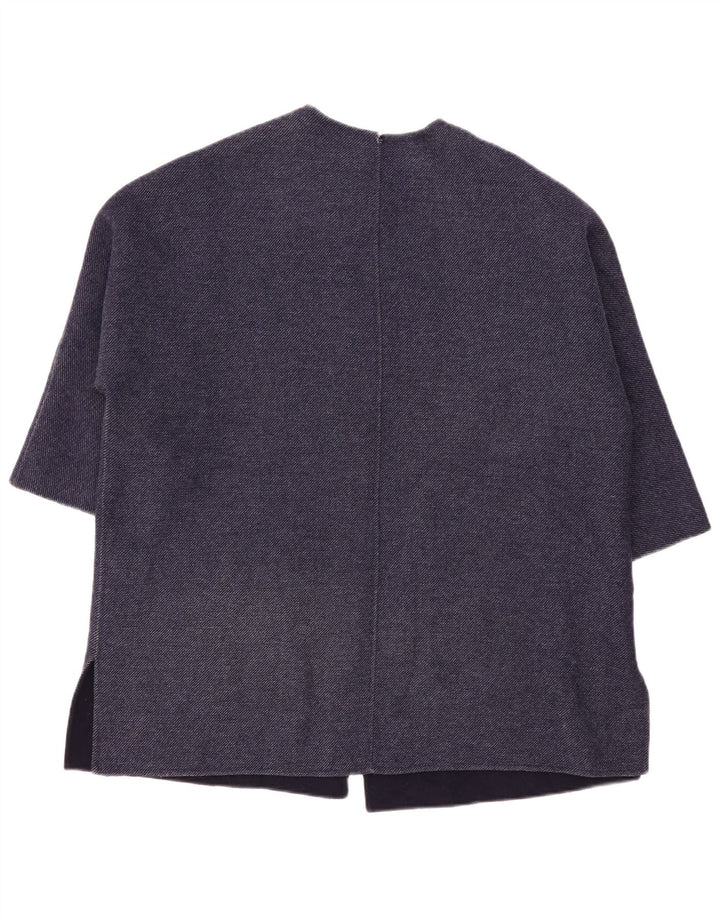 Cappotto ZARA da donna oversize con maniche a 3/4 UK 10 piccolo in lana blu navy