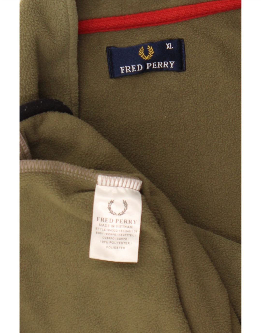 Gilet in pile da uomo Fred Perry UK 42 XL poliestere verde