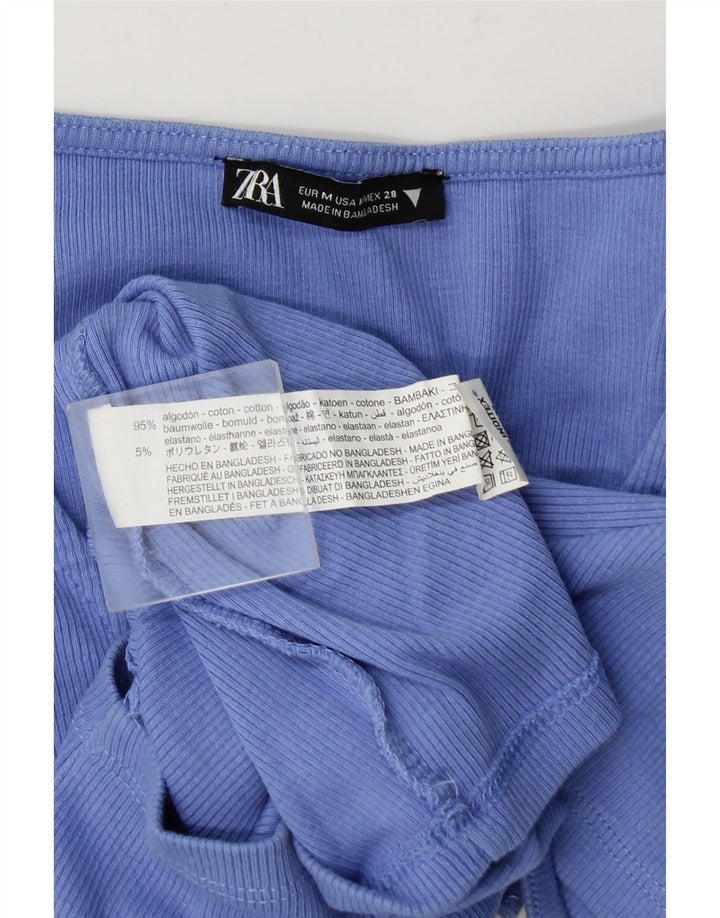 Top corto da donna Zara UK 12 cotone blu medio