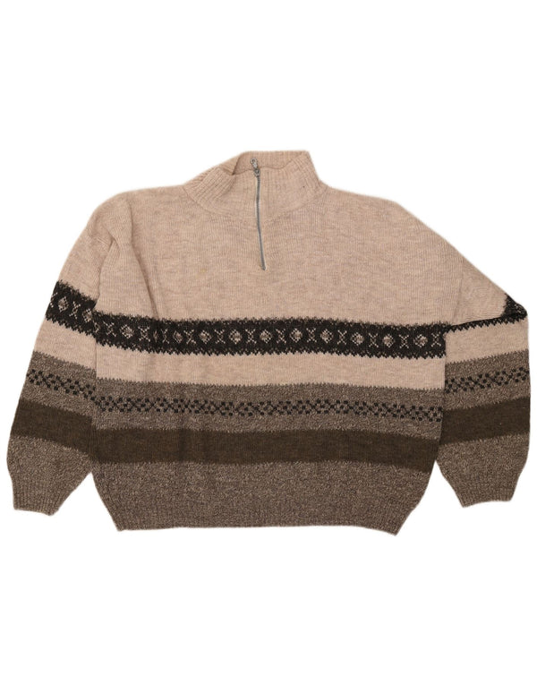 Maglione da uomo Southern con zip e collo 2XL Acrilico Fair Isle beige