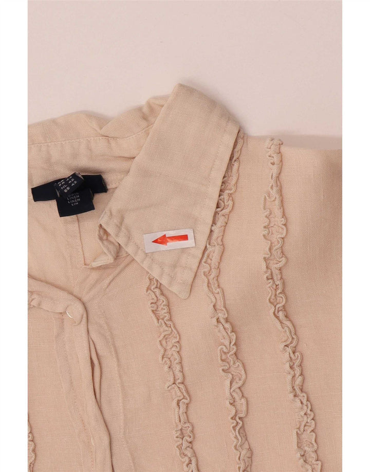 Gant Camicia da donna con volant sul davanti UK 16 Grande lino beige