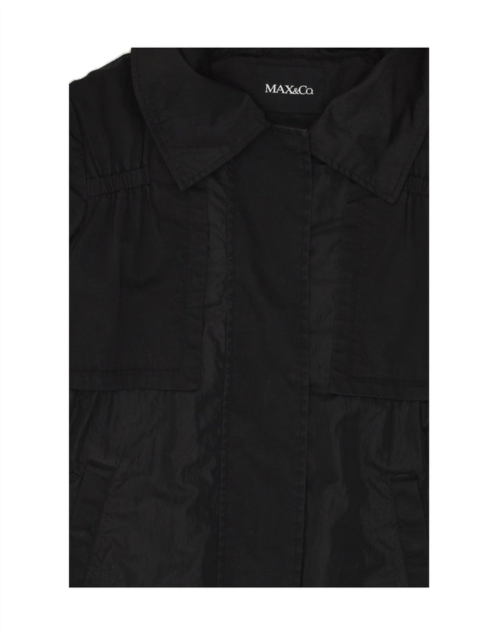 MAX & CO. Womens Overcoat UK 8 Small Black Polyamide | Vintage Max & Co. | Thrift | Second-Hand Max & Co. | Used Clothing | Messina Hembry 