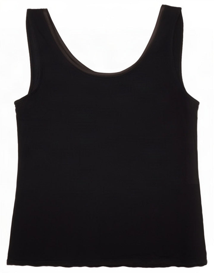 Oasis Canottiera senza maniche da donna UK 12 Medium Black Viscosa