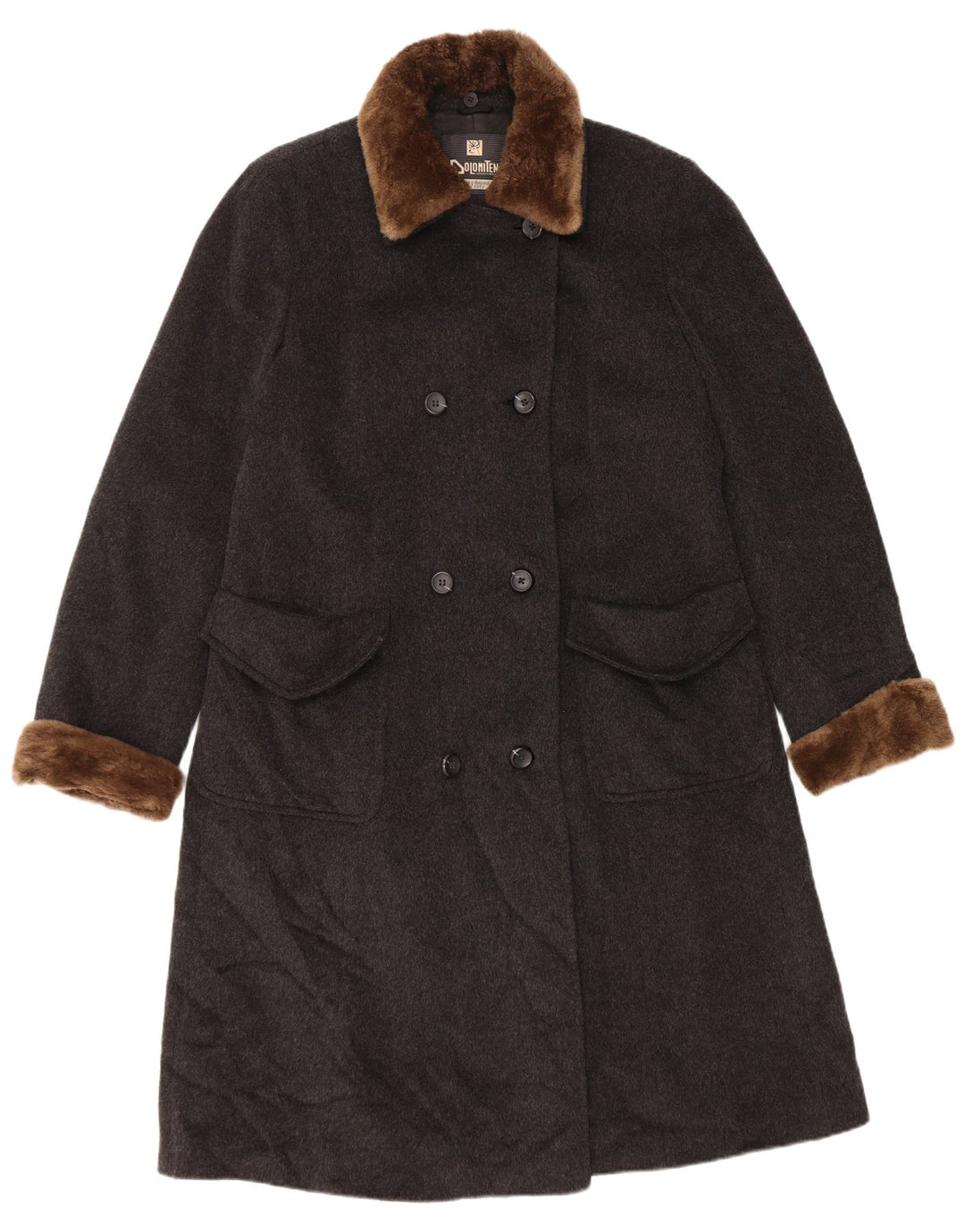 Cappotto Doppiopetto Donna Dolomiten IT 48 XL Grigio Lana Vergine