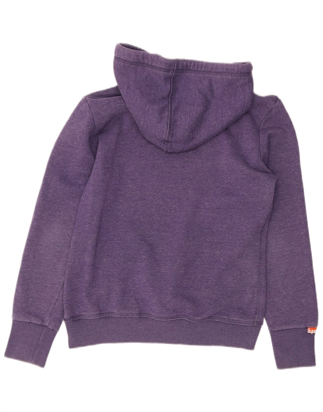 Maglione con cappuccio grafico da donna SUPERDRY UK 14 grande cotone viola