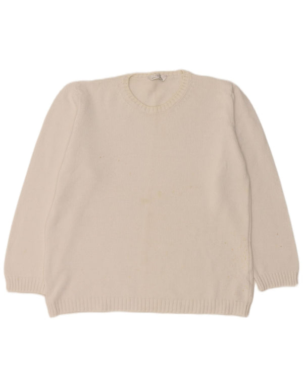 Maglione maglione girocollo da donna Marks & Spencer UK 16 grande cotone bianco