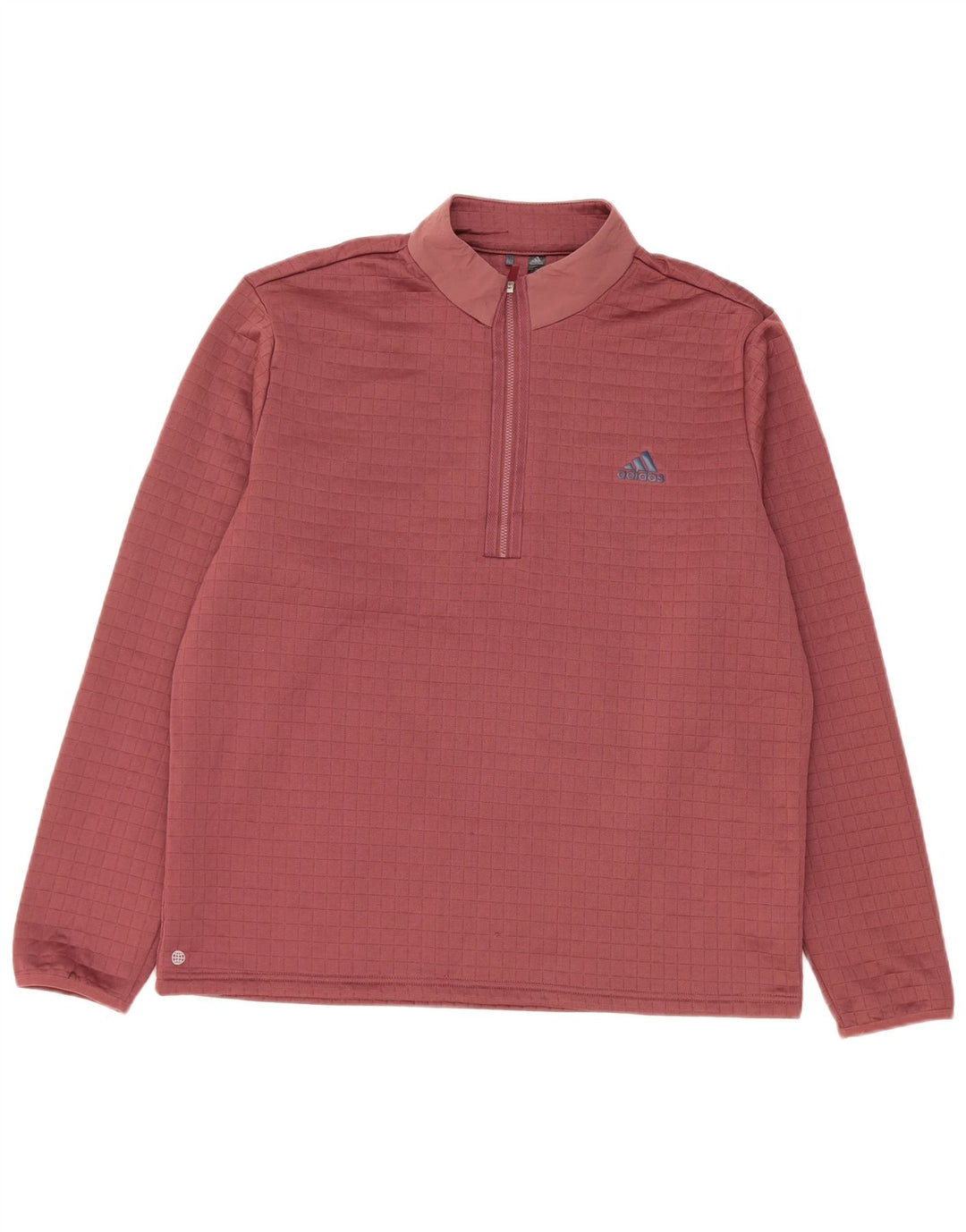 Adidas Uomo Zip Neck Pullover Tuta Top Large Bordeaux Poliestere