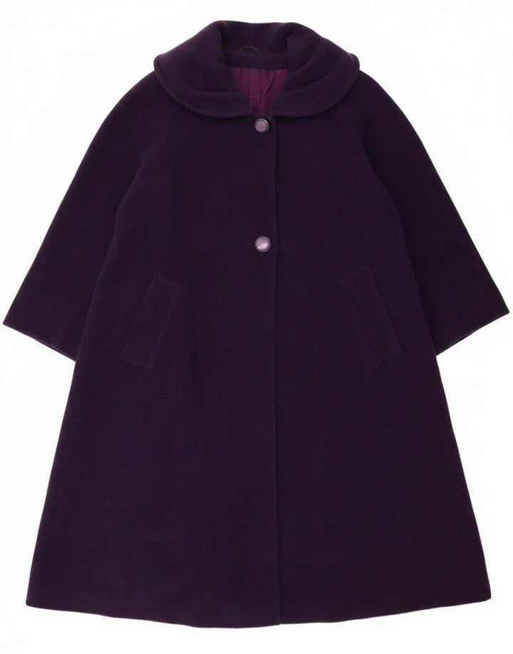 Cappotto oversize da donna vintage UK 14 grande lana vergine viola