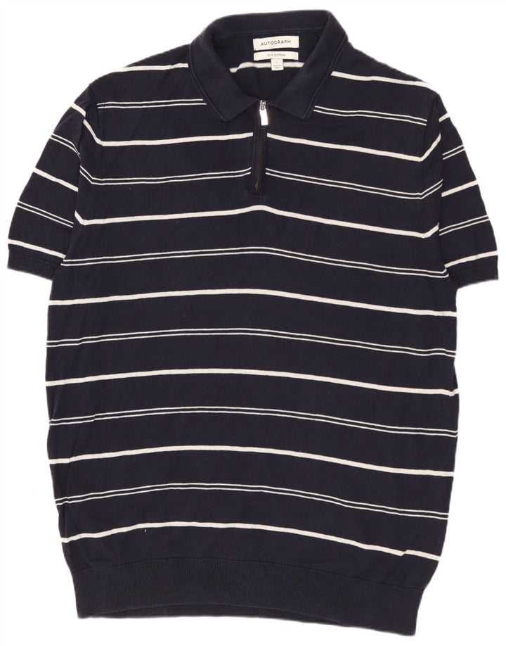 MARKS & SPENCER Maglione da uomo con collo alto autografo grande blu navy