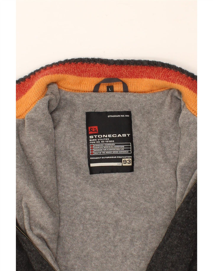 VINTAGE Mens Knit Bomber Jacket UK 40 Large Grey Vintage Vintage and Second-Hand Vintage from Messina Hembry 