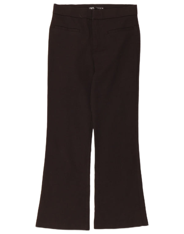Zara Womens Crop Bootcut Casual Trousers Small W26 L25 Black