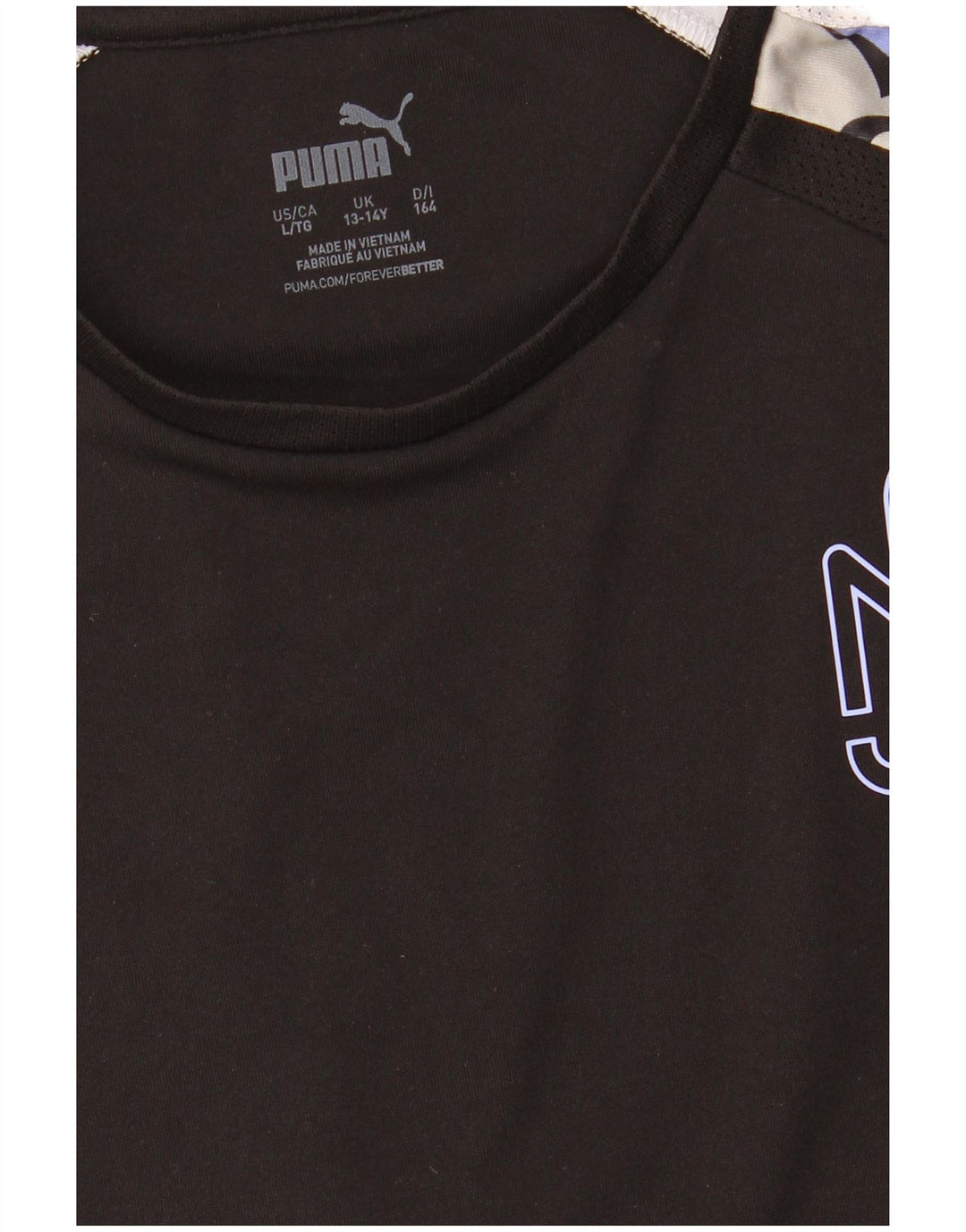 PUMA Boys T-Shirt Top 13-14 Years Black Colourblock Polyester