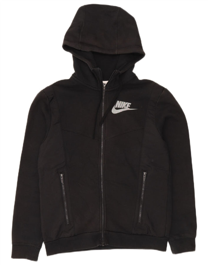 Felpa con cappuccio e zip Nike da uomo piccola in cotone nero