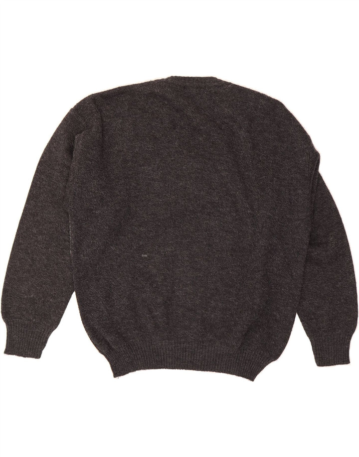 GIEMME Mens V-Neck Jumper Sweater XL Grey Striped Acrylic Vintage Giemme and Second-Hand Giemme from Messina Hembry 