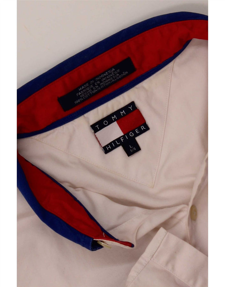 Camicia da uomo Tommy Hilfiger Large in cotone color block bianco