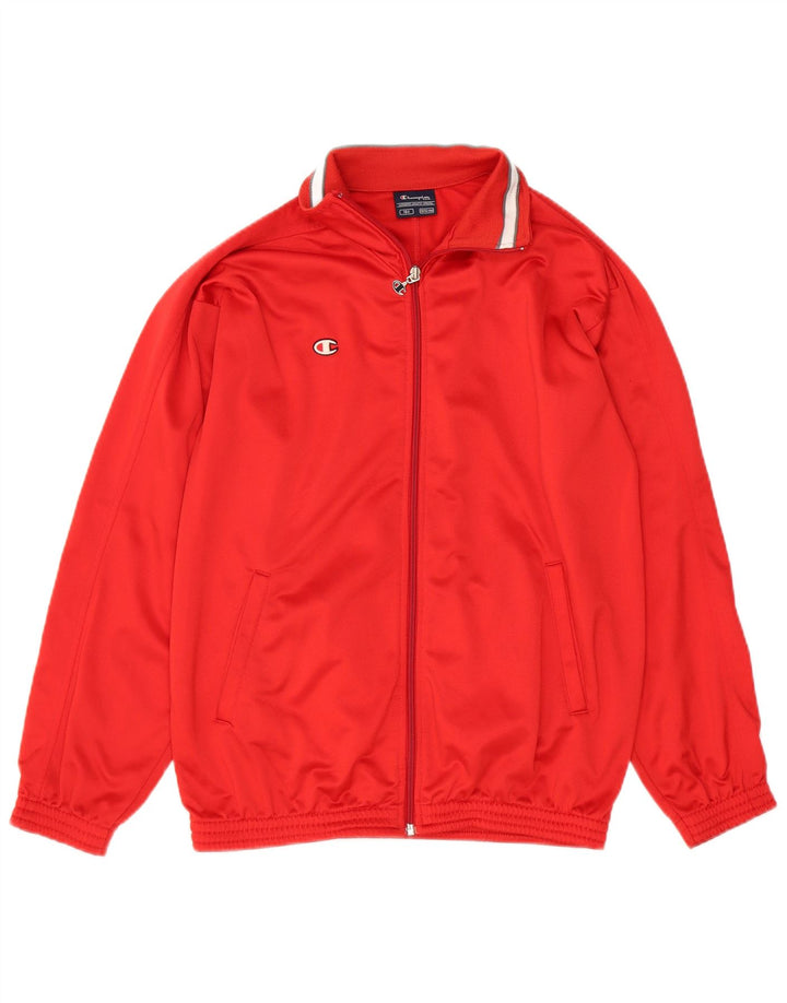 CHAMPION Boys Tracksuit Top Jacket 13-14 Years Red Polyester