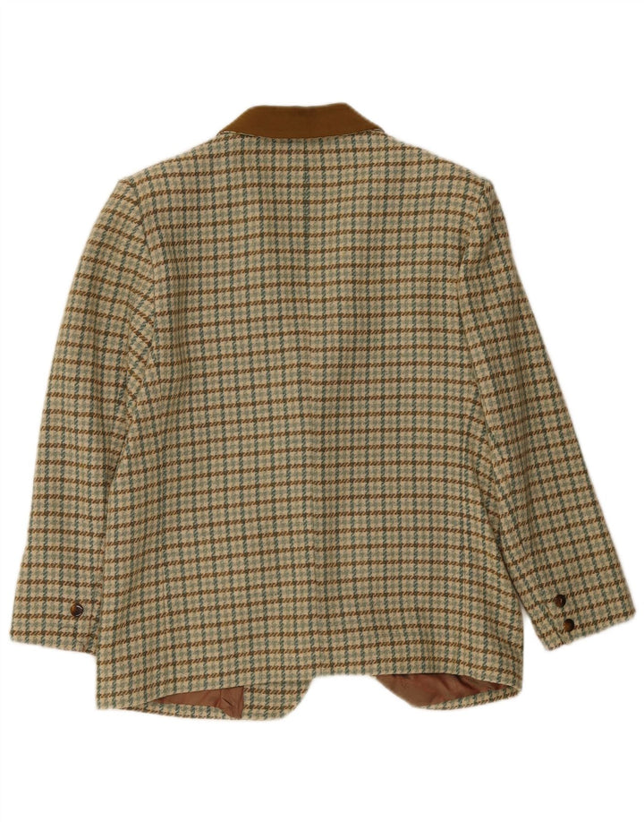 Giacca blazer vintage da donna a 2 bottoni IT 46 grande lana pied de poule verde