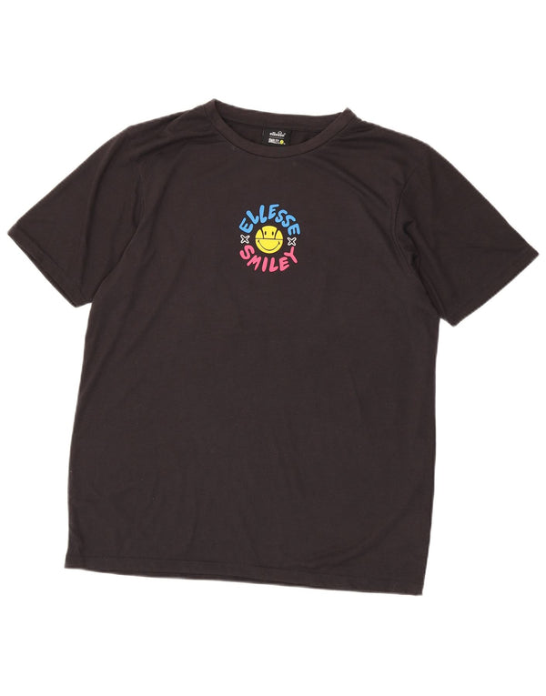 T-shirt grafica da uomo Ellesse Top in poliestere nero medio