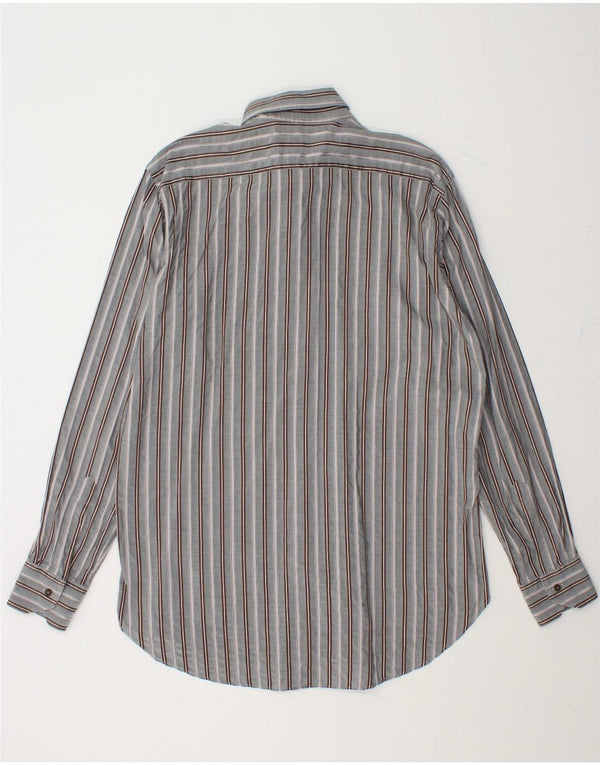 ETRO Mens Shirt Size 41 Large Grey Striped Cotton
