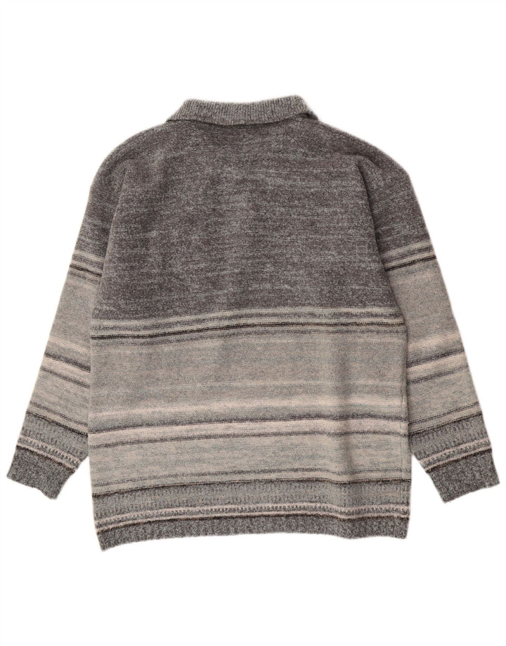 Maglione Kappa da uomo con collo a polo XL in lana a righe grigie