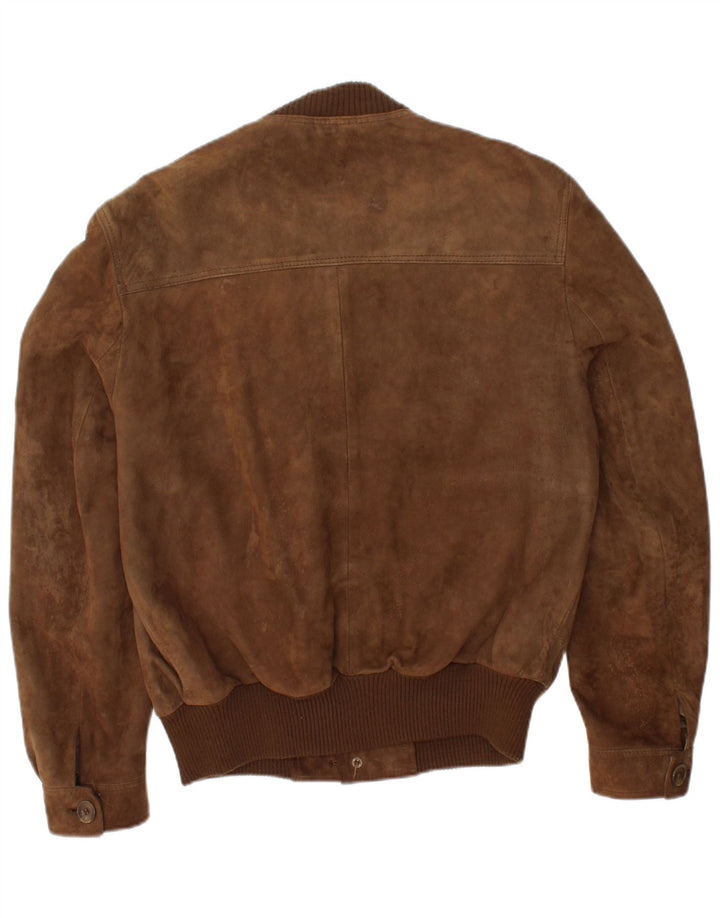 Giubbotto bomber in pelle scamosciata da uomo VINTAGE IT 44 XS Marrone