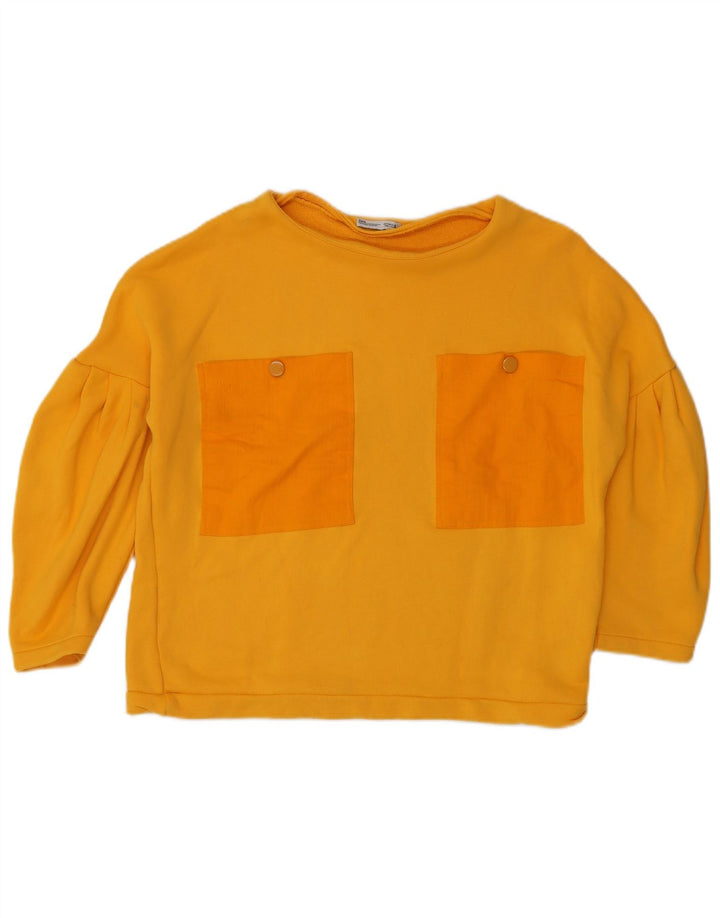 Felpa Zara da donna oversize con maniche a 3/4, taglia UK 10, piccola, gialla