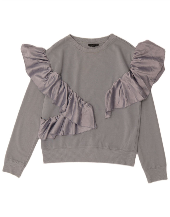 Topshop Felpa da donna Maglione UK 8 Piccolo Cotone grigio