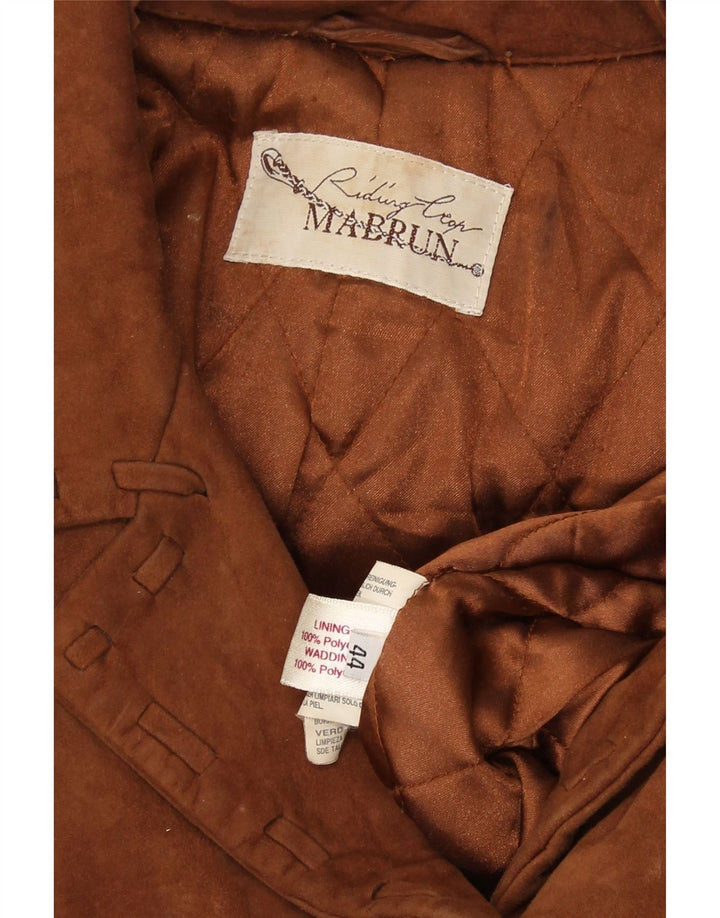 MABRUN Womens Suede Jacket IT 44 Medium Brown Leather Vintage Mabrun and Second-Hand Mabrun from Messina Hembry 
