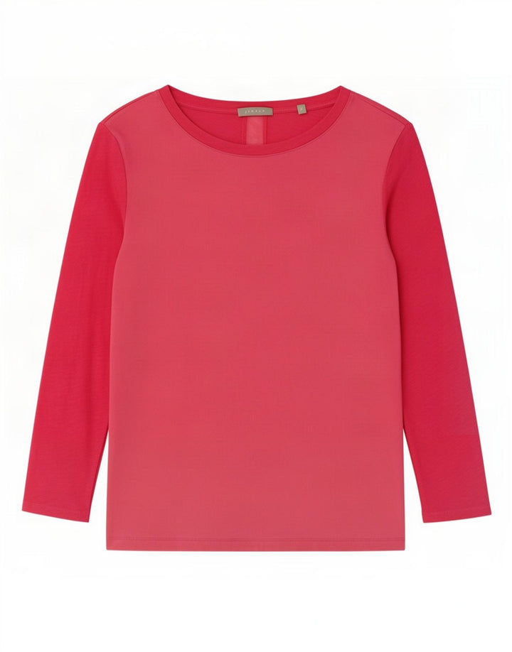 Jigsaw Top da donna manica 3/4 UK 10 piccolo cotone rosa