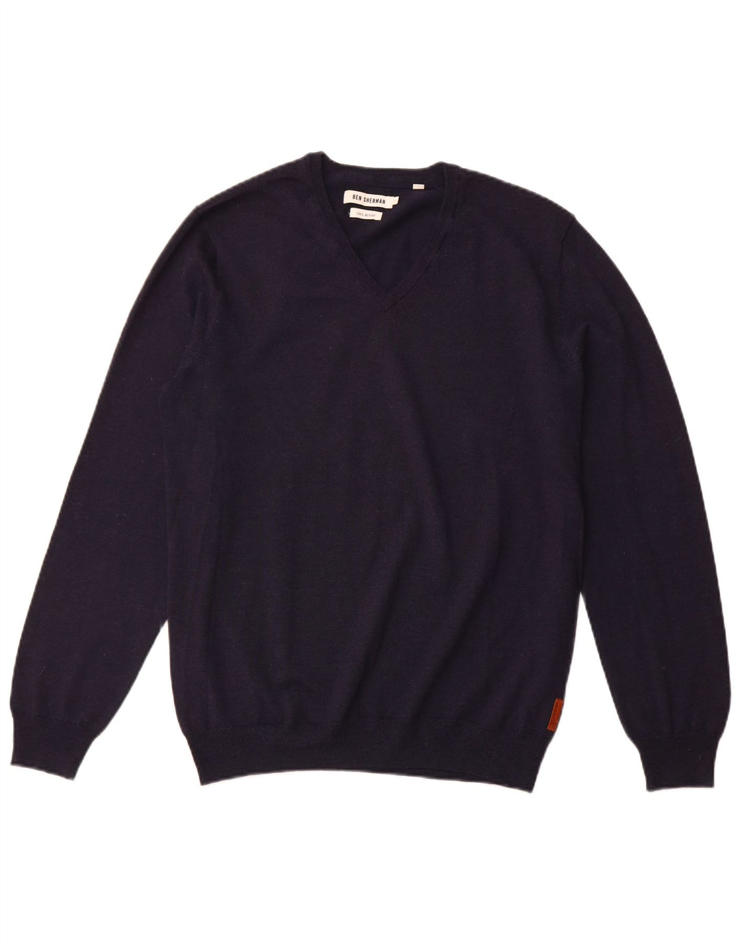 BEN SHERMAN Maglione da uomo con scollo a V grande lana merino blu navy