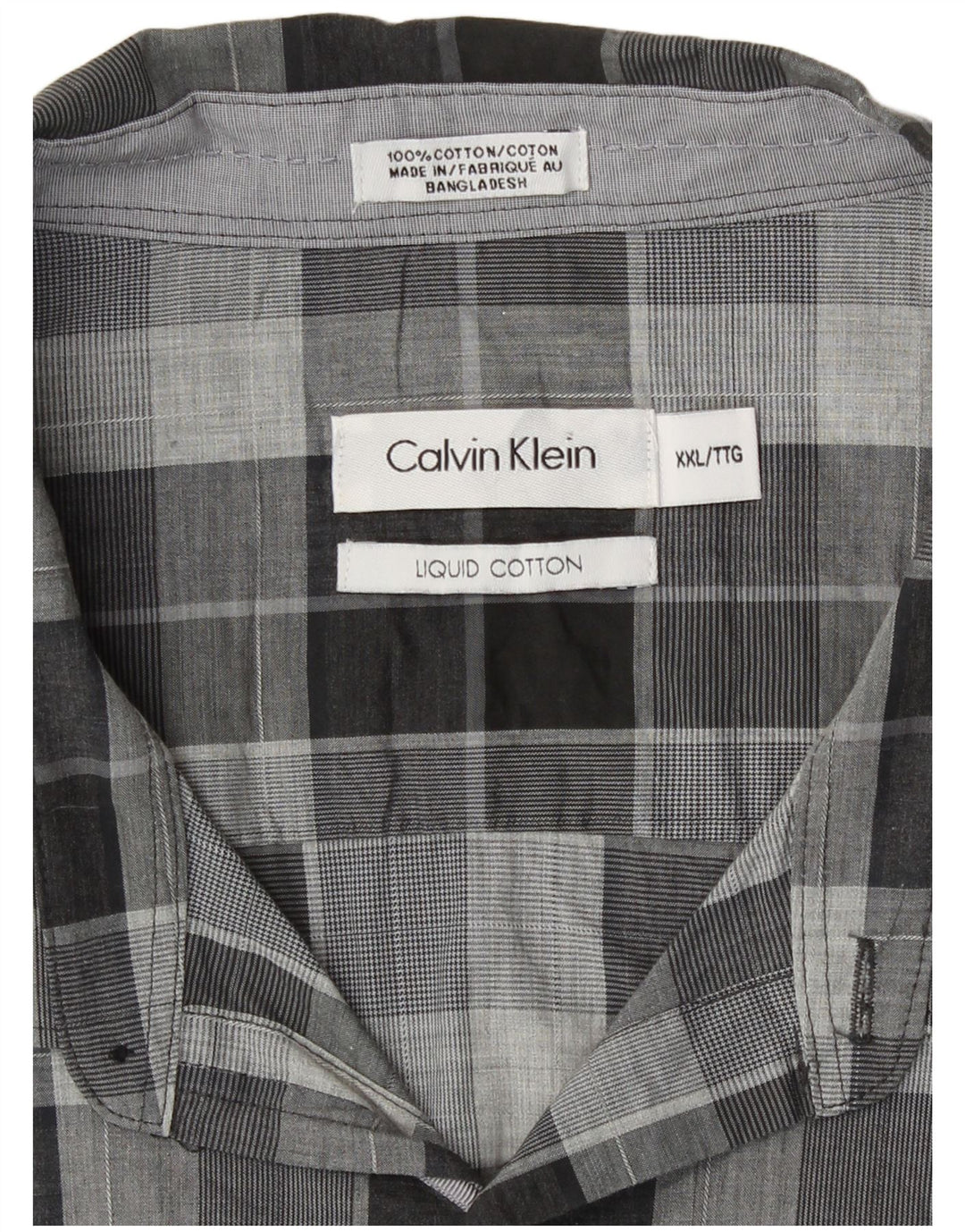 Camicia da uomo Calvin Klein 2XL in cotone a quadri grigi