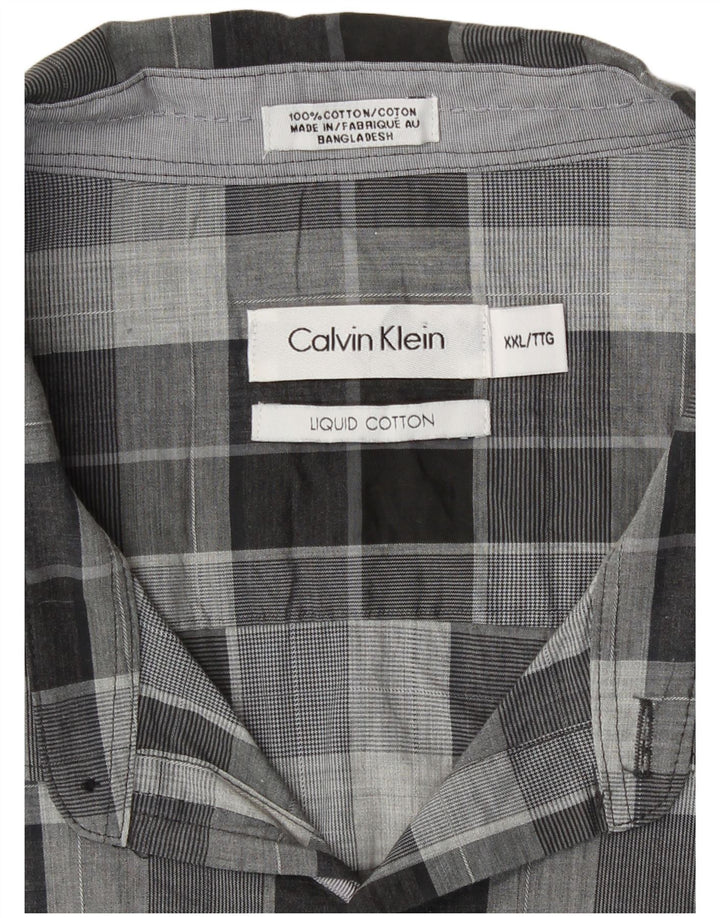 Camicia da uomo Calvin Klein 2XL in cotone a quadri grigi
