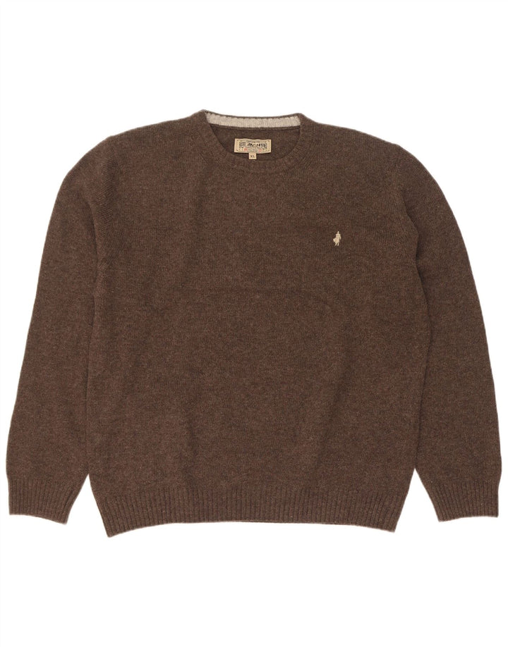 Marlboro Classics Maglione girocollo da uomo in lana marrone XL