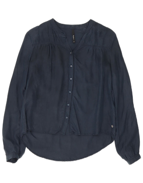 PEPE Jeans Camicia oversize da donna Camicetta UK 6 XS Blu navy Seta