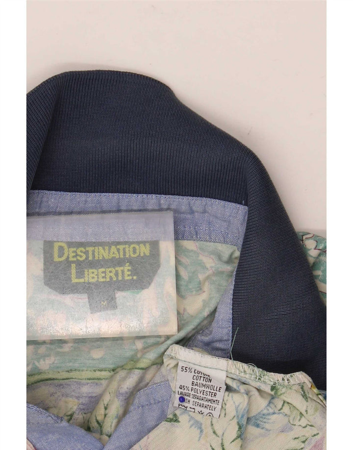 Polo vintage da uomo in cotone floreale verde medio