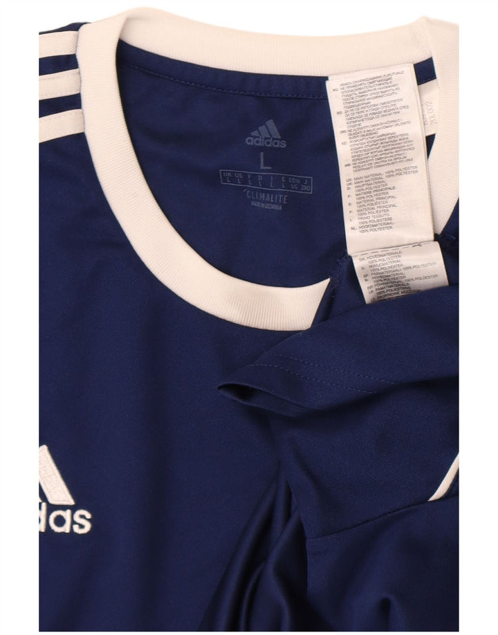Adidas Uomo Climalite T-shirt Top Large Blu Navy Colourblock Poliestere