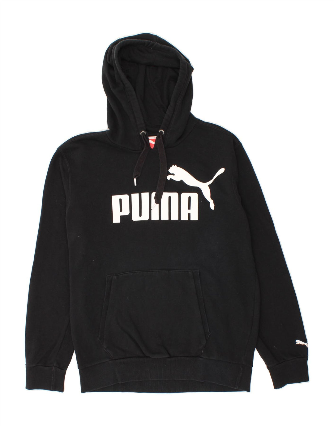 PUMA Mens Graphic Hoodie Jumper Medium Black Vintage Puma and Second-Hand Puma from Messina Hembry 