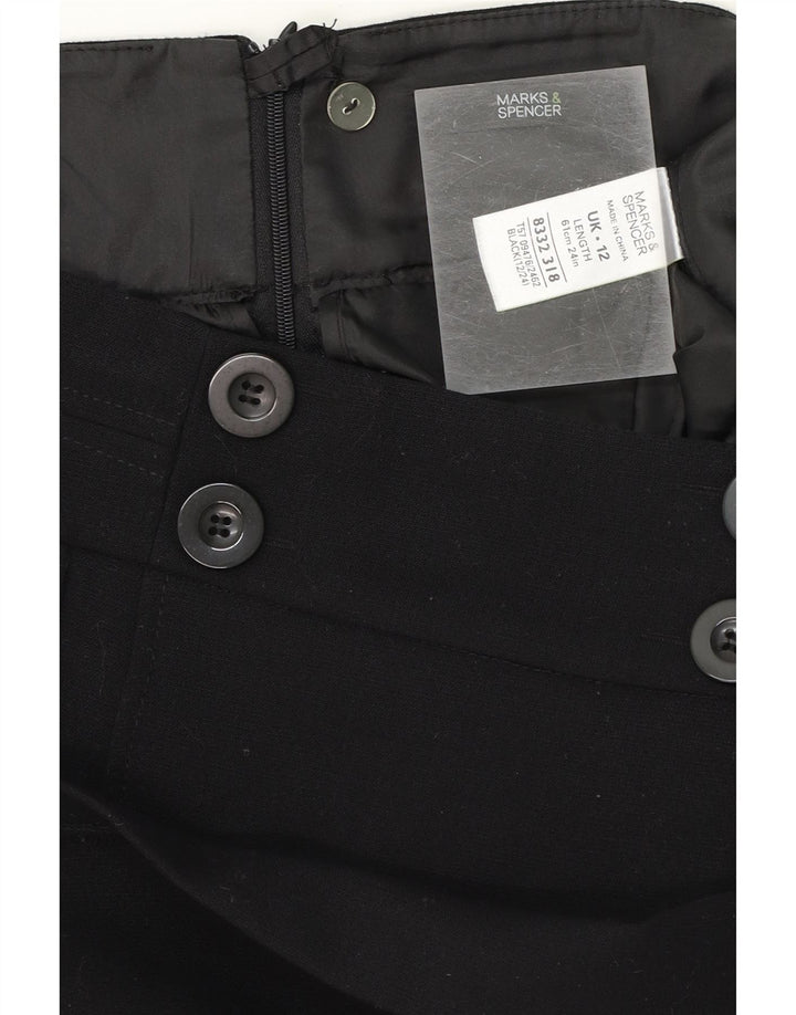 MARKS & SPENCER Womens A-Line Skirt UK 12 Medium W32 Black Polyester Vintage Marks & Spencer and Second-Hand Marks & Spencer from Messina Hembry 
