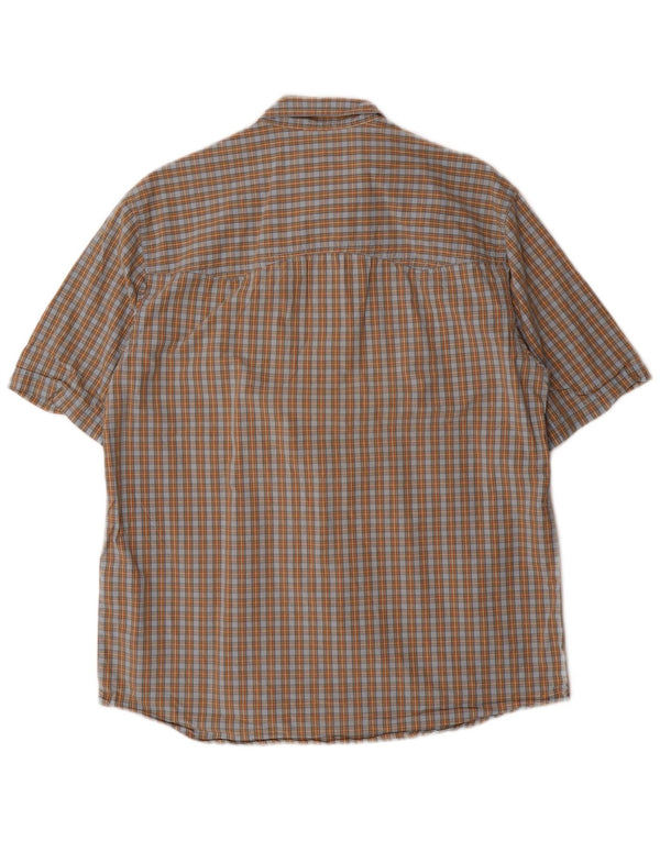 EDDIE BAUER Camicia a maniche corte da uomo in cotone a quadri blu medio