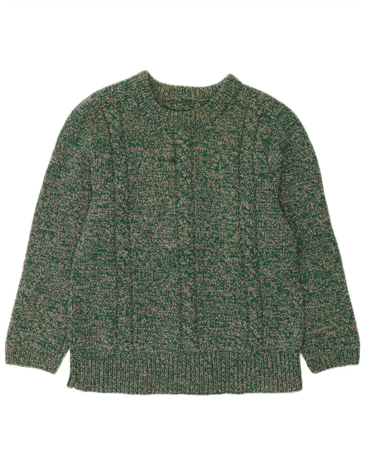 Maglione vintage da uomo girocollo verde medio screziato