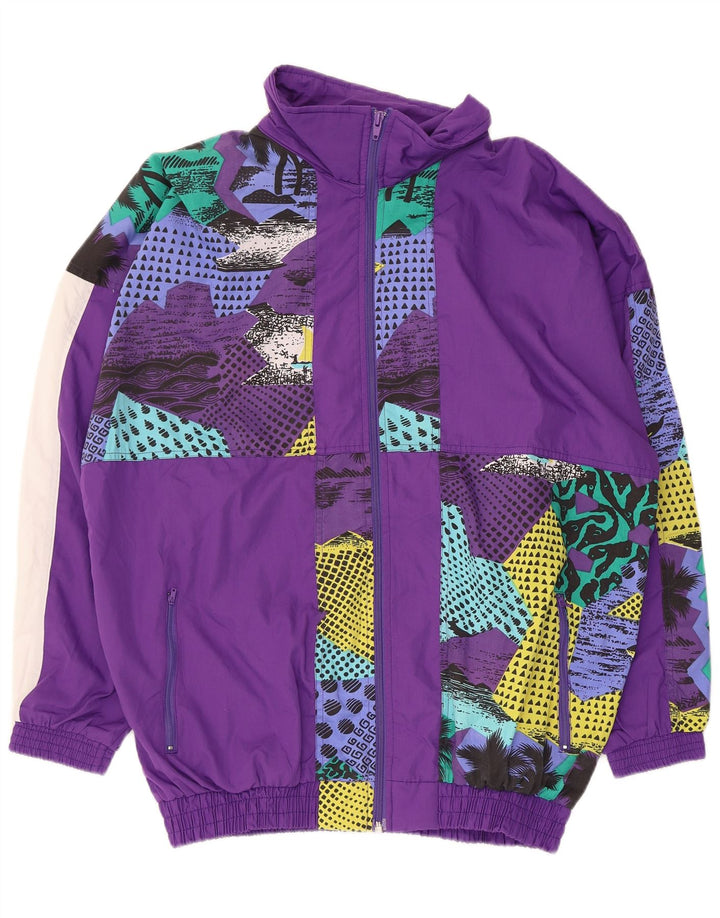 Tuta intera vintage da donna vestibilità ampia UK 16 grande patchwork viola