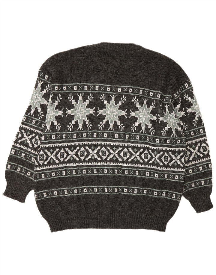 Maglione maglione girocollo da uomo Henry Scott grigio medio acrilico Fair Isle